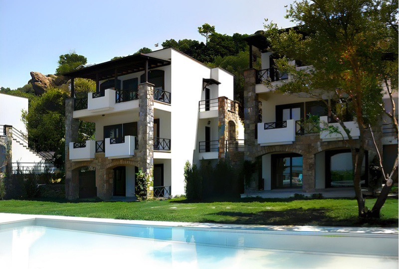 Tranquil residential complex surrounded by olive trees